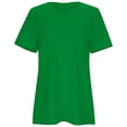 thumbnail image 1 of MIXUE Womens Tops Summer Ribbed Solid Color Round Neck Short Sleeve Casual T Shirts Daily-Wear,Green,XXL, 1 of 4
