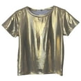 thumbnail image 1 of MIXUE Womens Tops Summer Solid Color Bright Face Round Neck Short Sleeve Fashion Casual Shirts For Women T Shirts Holiday Wear,Yellow,XL, 1 of 9