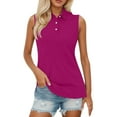 thumbnail image 1 of MIXUE Womens Tops Summer Solid Color Lapel Button Down Sleeveless Camisole Sports Slim Fit Casual Vest Soft Basic T-shirts Daily-Wear,Purple,XXL, 1 of 5