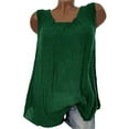 thumbnail image 1 of MIXUE Womens Tops Summer Solid Color Square Collar Sleeveless Casual Camisole Vest Shirts For Women Tee Shirts Activewear,Green,XXL, 1 of 2