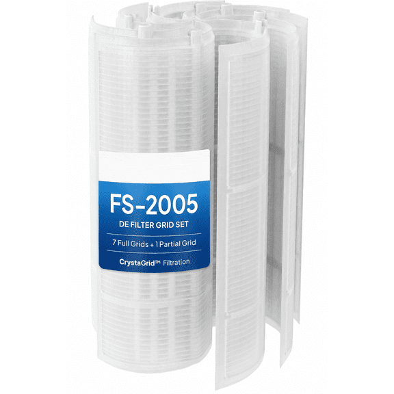 MIXX UNIQ FS-2005 DE Pool Filter Grid Set, 60 Sq.Ft, Compatible with FNS Plus 60, Jandy DEL/DEV60, Hayward DE6020 DE6000, Replaces Pleatco PFS3060, Filbur FC-9550, 30" High, 7 Full + 1 Partial