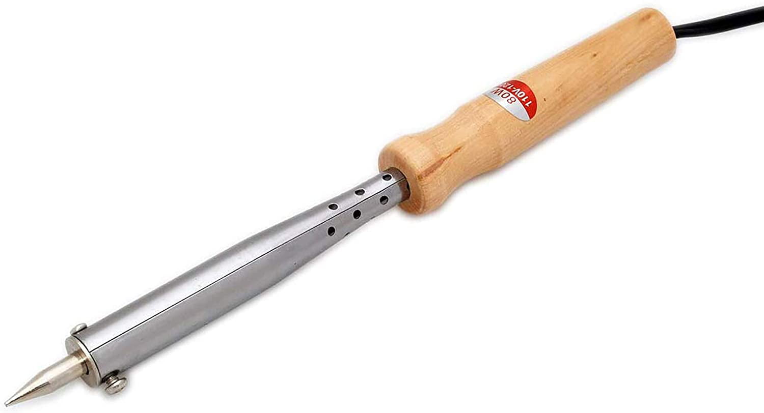 MIYAKO 80 Watt Soldering Iron with Wooden Handle and High Performance Ceramic Heater, High-Performance Pencil Style Welder with Wood Handle and Replaceable Tip Temperature Ranges of 896-932F (74B80)