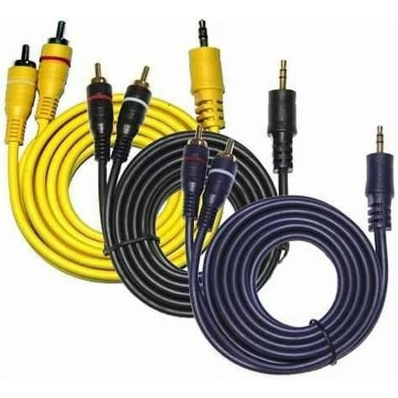 MIYAKO Gold Plated 3.5mm Stereo to RCA Auxiliary Cable, Digital Resolution Dark Blue 6 Feet