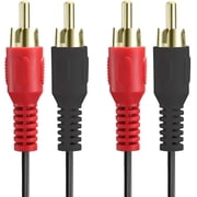 MIYAKO USA 2-RCA Male to 2-RCA Male Stereo Audio cable, Dual 2 RCA Stereo Audio Cable Male to Male Fully shielded and overmolded RCA plugs to protect against EMI/RFI interference 6FT M-280