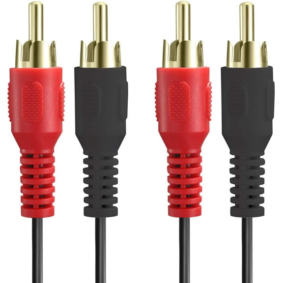 MIYAKO USA 2-RCA Male to 2-RCA Male Stereo Audio cable, Dual 2 RCA Stereo Audio Cable Male to Male Fully shielded and overmolded RCA plugs to protect against EMI/RFI interference 6FT (M-280)