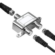 MIYAKO USA Digital 2-Way Coaxial Cable Splitter 5-2400MHz, RG6 Compatible, Work with Satellite/Cable TV and Internet, CATV Antenna System - Silver M-112