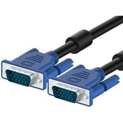 MIYAKO USA Male VGA to Male VGA Monitor Cable with Ferrites Cores, 15 PIN Silver Plated Connectors Support 1080P Full HD for Projectors, HDTVs, Displays and More VGA Enabled Devices 30FT M-265-30