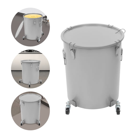 MIYIOKON 16Gal Grease Disposal Bucket with Wheels, Oil Filter Pot with Caster Base, Transport Container with Lid