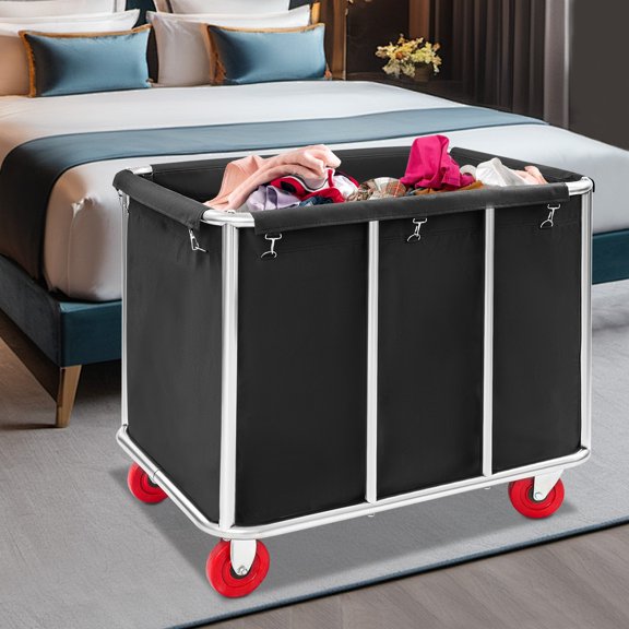MIYIOKON 260lbs Laundry Cart with Wheels, Commercial Black Laundry Cart for Home Hotel, 35.43*25.6*31.5in