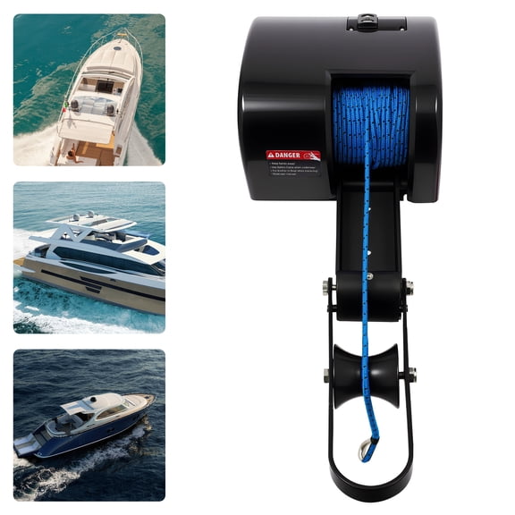 MIYIOKON 35lbs Electric Anchor Winch, Boat Marine Winch, 65ft/min Rope Retrieval Speed, for Small Boats