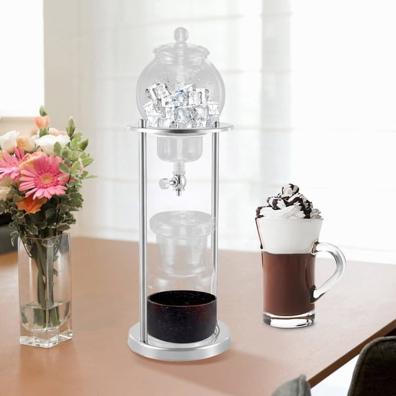 MIYIOKON 600ml Cold Brew Coffee Maker with Measuring Spoon, Retro Ice Cold Brew Dripper, Silver