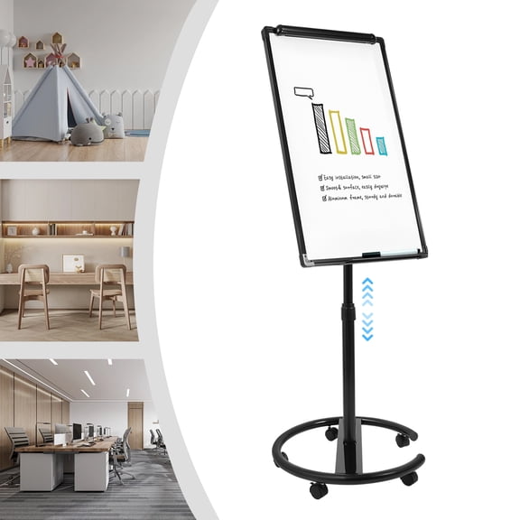 MIYIOKON Single-Sided Drawing Board with Wheels, Adjustable Height Message Board, 360 Swivel Display Board