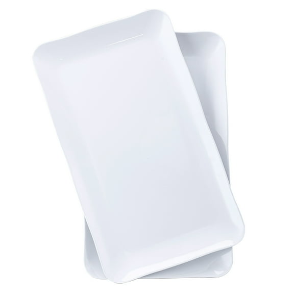 MIYOPESI 17-Inch Melamine Tray (Set of 2) - Unbreakable and Reusable Plastic Platters with Ceramic Feel, Stackable and Dishwasher-Safe - Versatile for All Meals