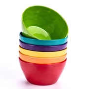 MIYOPESI 4.7-Inch Melamine Rice Bowls Set of 6 - 12oz Unbreakable and Reusable Soup Bowls with Ceramic Feel, Stackable and Dishwasher-Safe Dinnerware Multi-color