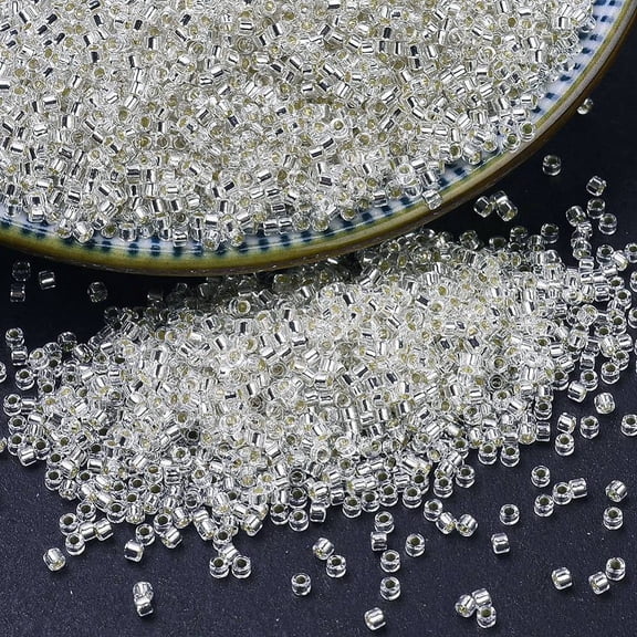 MIYUKI Delica Beads Cylinder Japanese Seed Beads 11/0 (DB0041) Silver-Lined Crystal 1.3x1.6mm Hole: 0.8mm about 2000pcs/10g
