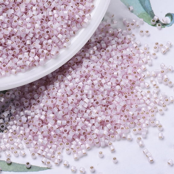 MIYUKI Beads Cylinder Japanese Seed Beads 11/0 (DB0624) Dyed Light Rose Silver Lined Alabaster 1.3x1.6mm Hole: 0.8mm about 20000pcs/bag 100g/bag