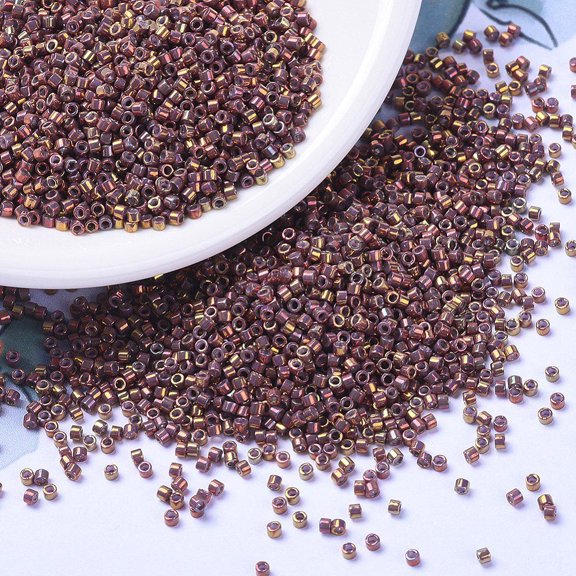 MIYUKI Delica Beads Small Cylinder Japanese Seed Beads 15/0 (DBS1013) Metallic Tea Berry golden Iris 1.1x1.3mm Hole: 0.7mm 175000pcs/bag 50g/bag