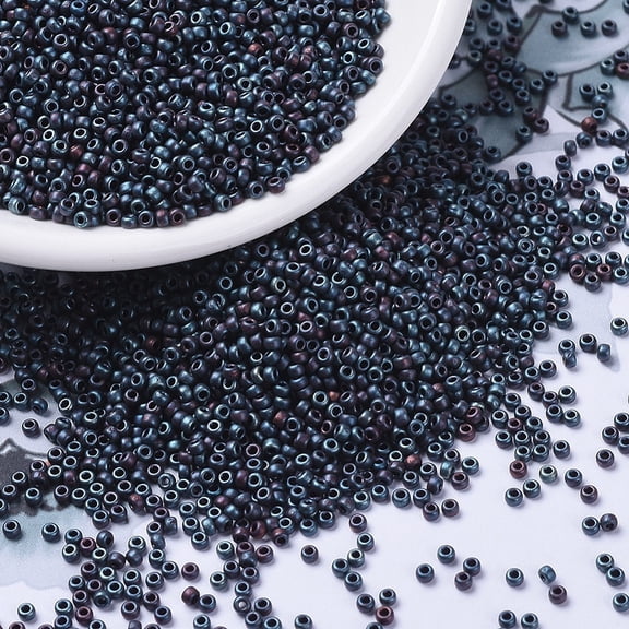 MIYUKI Round Rocailles Beads Japanese Beads 11/0 (RR2009) Matte Metallic Blue Iris 2x1.3mm Hole: 0.8mm about 5500pcs/50g