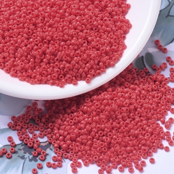 MIYUKI Round Rocailles Beads Japanese Beads 11/0 (RR407) Opaque Vermillion Red 2x1.3mm Hole: 0.8mm about 50000pcs/pound