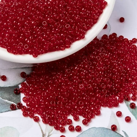 MIYUKI Round Rocailles Beads Japanese Seed Beads (RR140) Transparent Red Orange 8/0 3mm Hole: 1mm 422~455pcs/bottle 10g/bottle