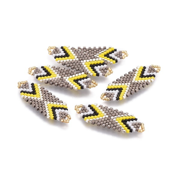 MIYUKI & TOHO Handmade Japanese Seed Beads Links Loom Pattern Colorful 35~36.5x12.5x2mm Hole: 2x3mm