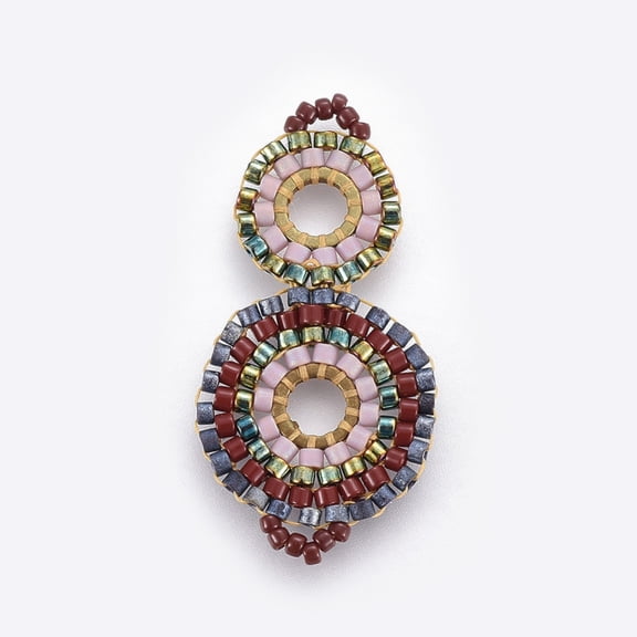 MIYUKI & TOHO Handmade Japanese Seed Beads Links Loom Pattern Cucurbit Colorful 32~33x17x1.5~2mm Hole: 2mm