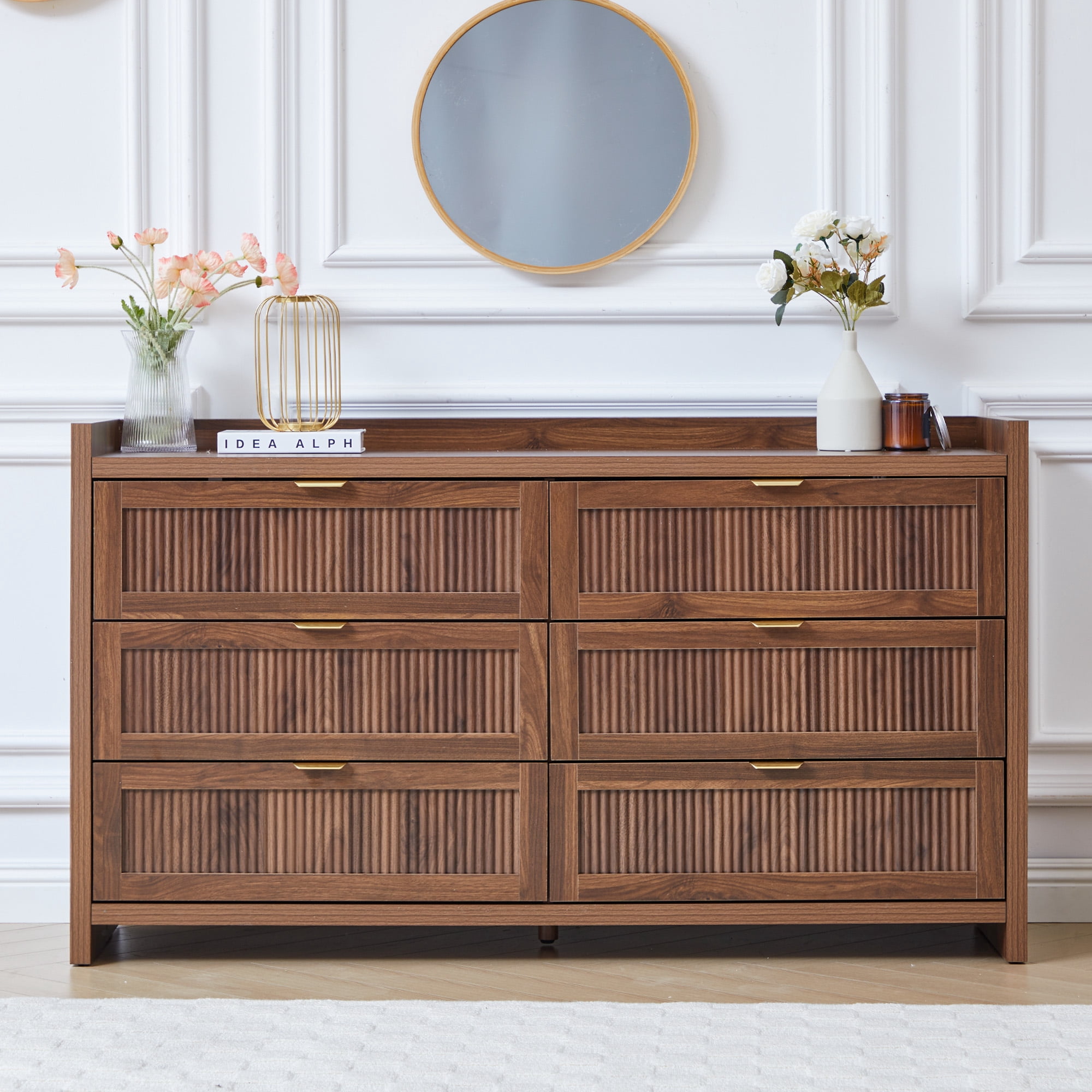 mid century modern dresser walmart Small Dresser for Bedroom, 3 Drawer Dresser for Closet Organizers and Storage, Mid Century Modern Dresser for Living Room, Hallway, Rustic Brown