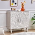 thumbnail image 1 of Vintage French Style Accent Cabinet with Storage, 30.7" Sideboard Buffet Cabinet with 2 Floral Carved Doors & Distressed Design, Hallway, Dining Room, Antique White 1PC, 1 of 9