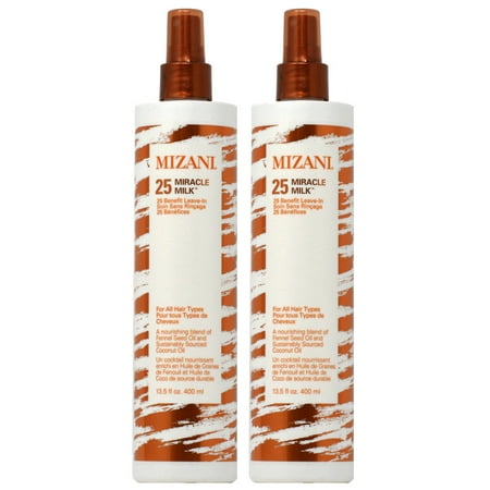 MIZANI 25 Miracle Milk Coconut Oil Hair Treatment for Shine Enhancing & Frizz Control, 13.5 fl oz, 2 Piece