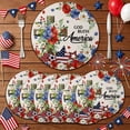 thumbnail image 1 of MIZHONA 4th of July Round Placemats Set of 6,Floral American Flag Independence Table Place Mats 14 inch, 1 of 5