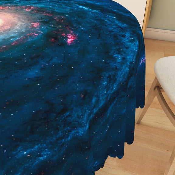 MIZHONA Blue Black Round Tablecloth,Galaxy Table Cloth for Kitchen Dinning Party Outdoor Decor，72"