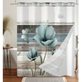 thumbnail image 1 of MIZHONA Blue Floral Shower Curtain with Snap in Liner Farmhouse Fabric No Bathroom Curtains,71"× 71", 1 of 4