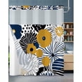 thumbnail image 1 of MIZHONA Blue Floral Shower Curtain with Snap in Liner,Yellow and White No Hook Bathroom Curtain,71"× 71", 1 of 6