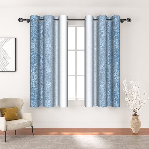 MIZHONA Blue Gradient Blackout Curtains for Living Room Modern Window Curtain Set of 2,42"x63"