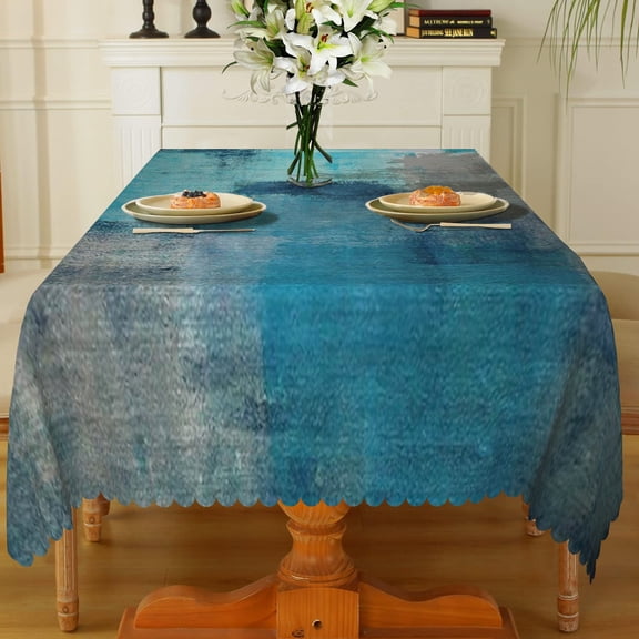 MIZHONA Blue Grey Retro Tablecloth Rectangle,Vintage Abstract Table Cloth for Kitchen Dinner Decor,60"x84"