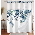 thumbnail image 1 of MIZHONA Blue Plant Shower Curtains with Snap in Liner Spring Fabric No Hooks Waterproof Bathroom Curtains,71"× 86", 1 of 4