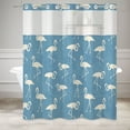 thumbnail image 1 of MIZHONA Blue Shower Curtain with Snap in Liner,Cranes No Hook Waterproof Bathroom Curtain,71"× 71", 1 of 6