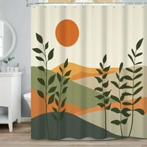 MIZHONA Boho Mid Century Shower Curtain,Abstract Mountain Fabric Waterproof Shower Curtain 72x72