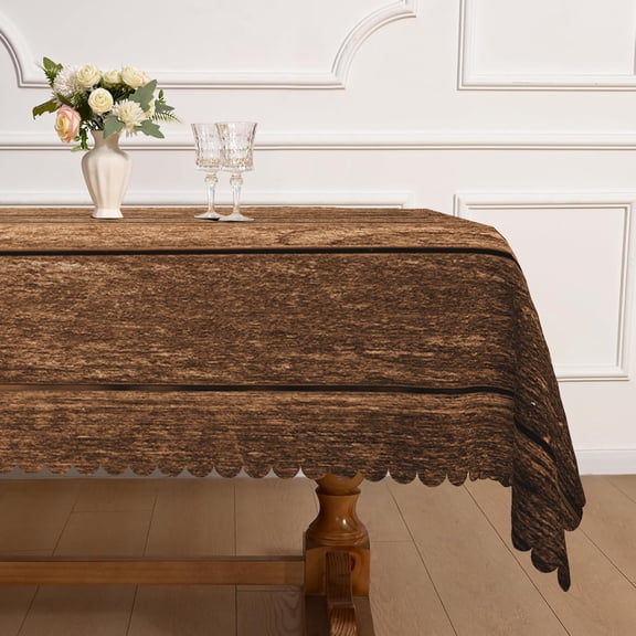 MIZHONA Brown Wood Grain Tablecloth Rectangle,Farmhouse Table Cloth for Kitchen Dinner Decor,54"x72"