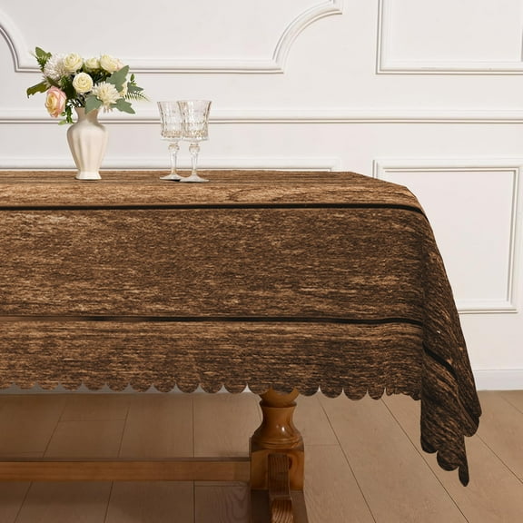 MIZHONA Brown Wood Grain Tablecloth Rectangle,Farmhouse Table Cloth for Kitchen Dinner Decor,60"x84"