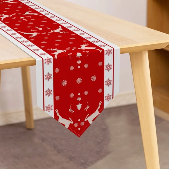 MIZHONA Christmas Table Runner Red Winter Dining Runner for Kitchen Table Decorations 13 x 72 Inch