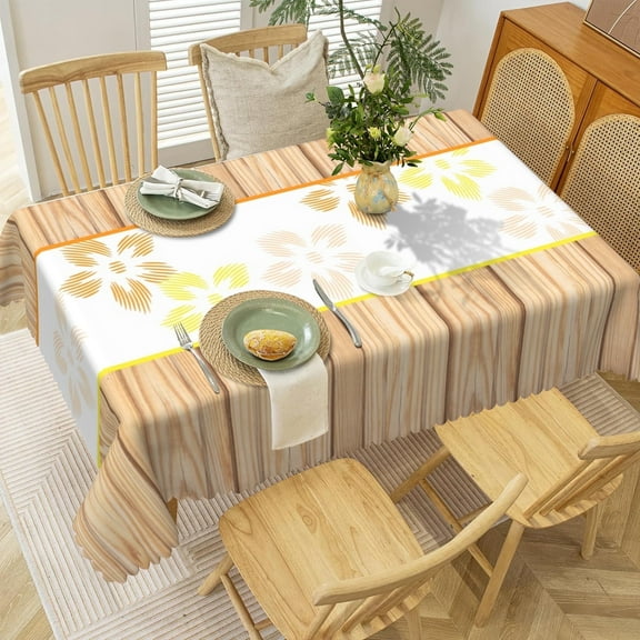 MIZHONA Country Wood Grain Tablecloth Rectangle,Farmhouse Table Cloth for Kitchen Dinner Decor,60"x84"