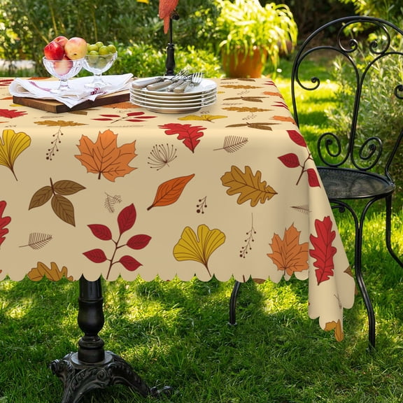 MIZHONA Fall Autumn Tablecloth Rectangular Thanksgiving Table Cloth Cover,Brown 60x84 Inch