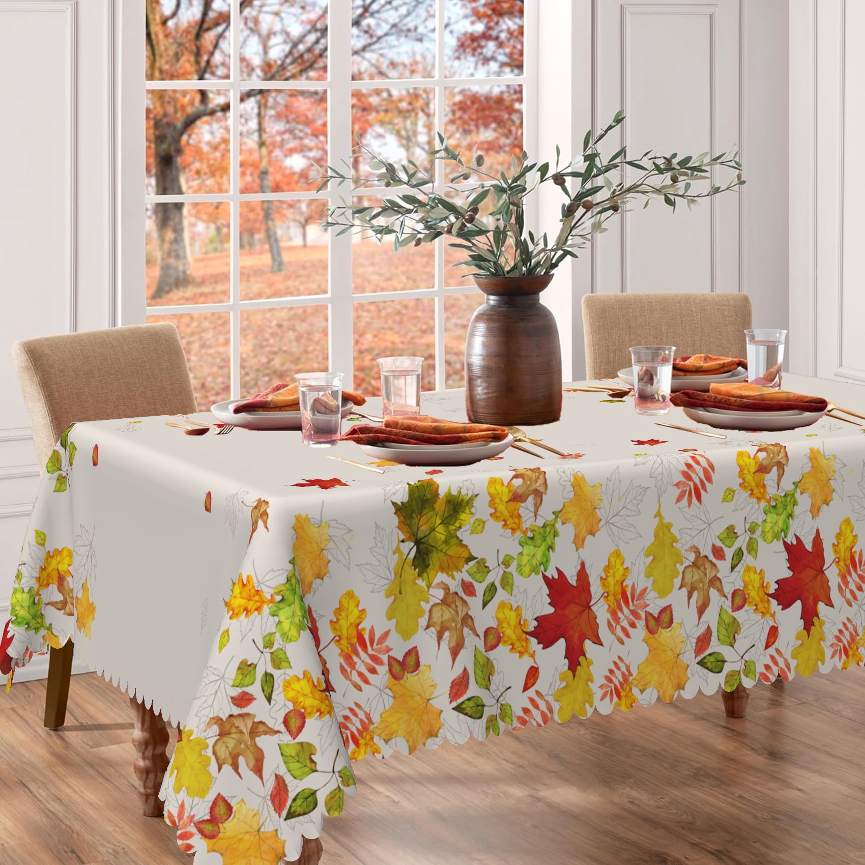 MIZHONA Fall Leaves Tablecloth Rectangle,Autumn Table Cloth for Kitchen ...