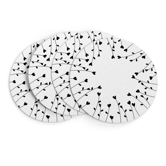 MIZHONA Floral Round Placemats Set of 4,White 15 inch Table Mat for Kitchen Dining Table Decoration