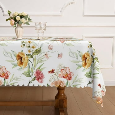 MIZHONA Floral Tablecloth Pink Rectangle Table Cover for Dinning,Kitchen,Party，60" x 84"