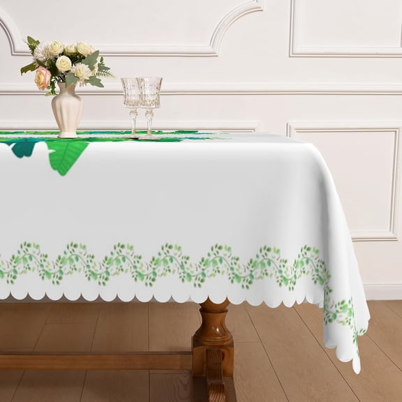 MIZHONA Green Palm Leaves Tablecloth Rectangle,Country Rustic Table Cloth for Kitchen Dinner Decor,60"x102"