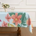thumbnail image 1 of MIZHONA Light Blue Tablecloth Rectangle,Green Leaves Table Cloth for Kitchen Dinner Decor,60"x84", 1 of 5