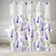 thumbnail image 1 of MIZHONA Purple Shower Curtain with Snap in Liner,Lavender Floral No Hook Waterproof Bath Curtain,71"× 83", 1 of 6