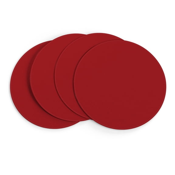 MIZHONA Red Round Placemats Set of 4,15 inch Table Mat for Kitchen Dining Table Decoration
